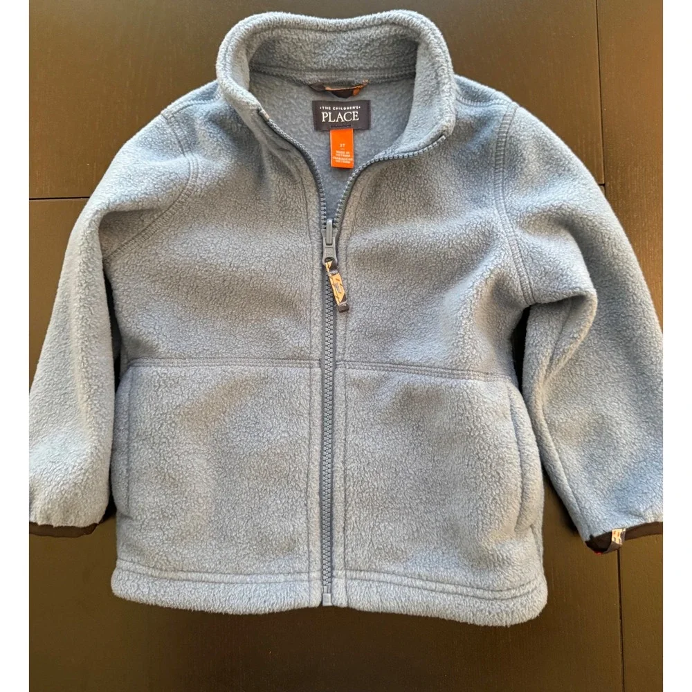 The Children's Place 3-in-1 Toddler Dinosaur Jacket Coat Size 2T Blue Fleece Zip